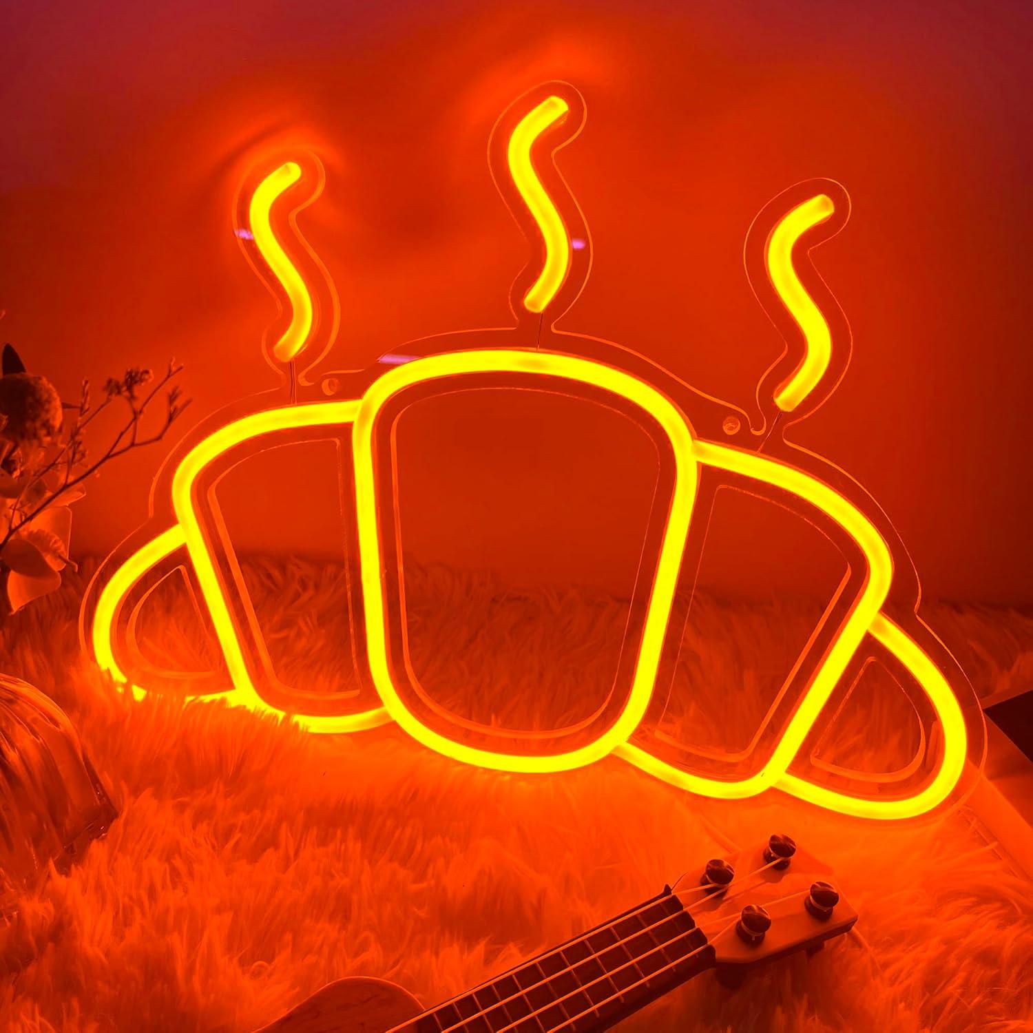 Kitchen Decor Lighting - Croissant Neon Sign USB-aangedreven dimbare brood-neonverlichting
