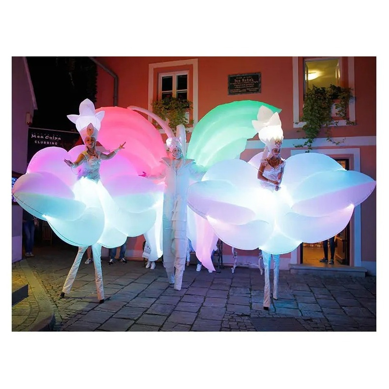 Decor Lighting The Parade - Luxe wit opblaasbaar bloemenkostuum met led-verlichting
