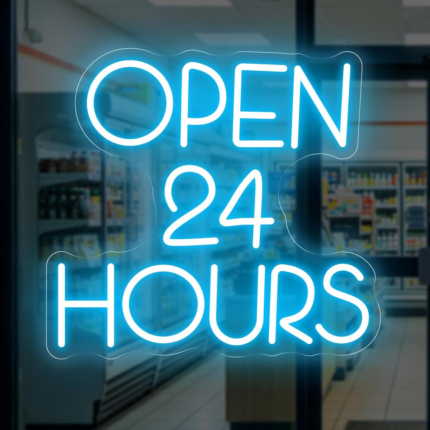Decor Lighting Opening Hours - 24 uur open neonreclamebord met USB-aansluiting,