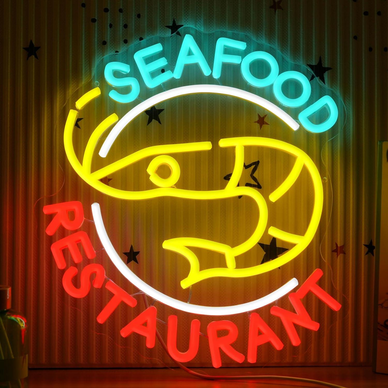 Kitchen Decor Lighting - Zeevruchtenrestaurant Neonbord Dimbaar LED-licht voor keuken