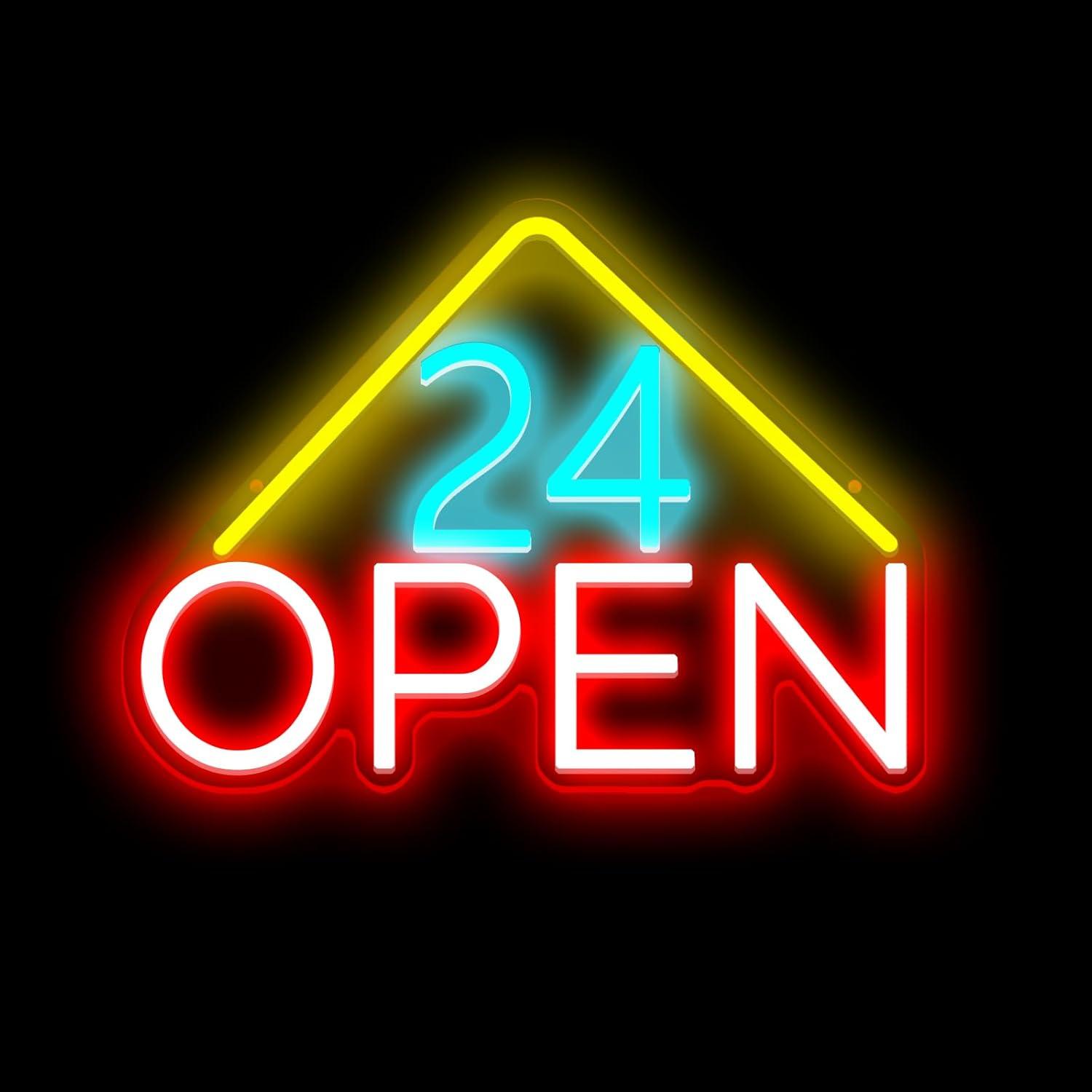 Decor Lighting Opening Hours - 24 uur open neonreclamebord met USB-aansluiting,
