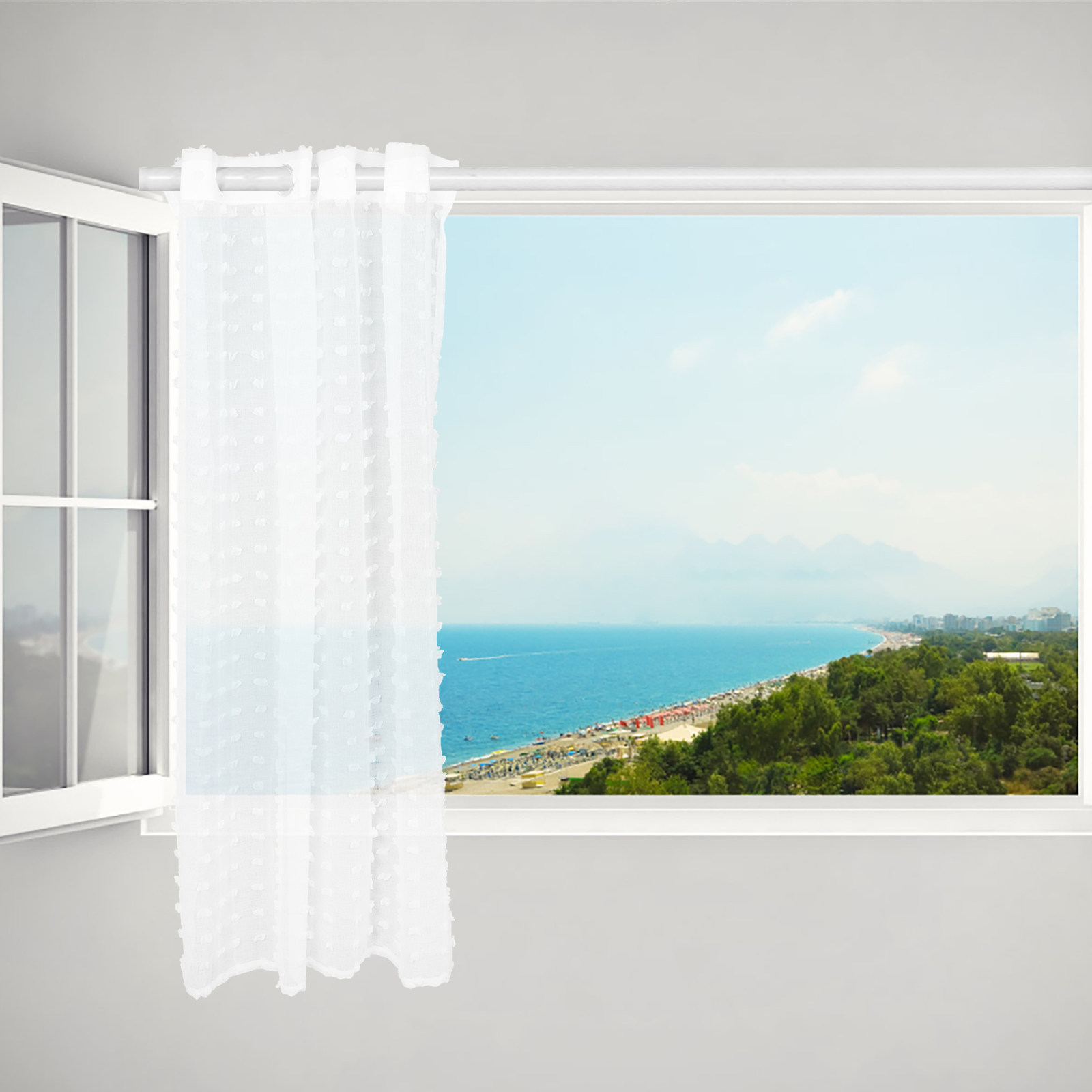 Witte stippen transparante gor - Kitchen Decor Lighting recensie en prijs