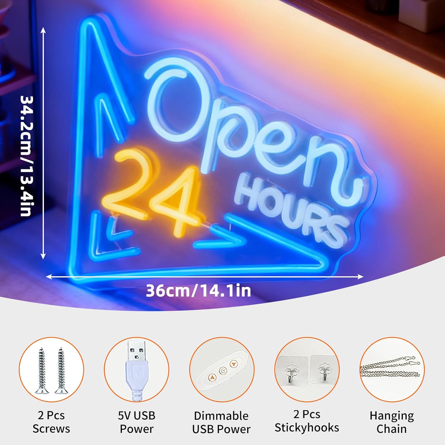    24 uur open neonbord USB-a - Decor Lighting Opening Hours recensie en prijs