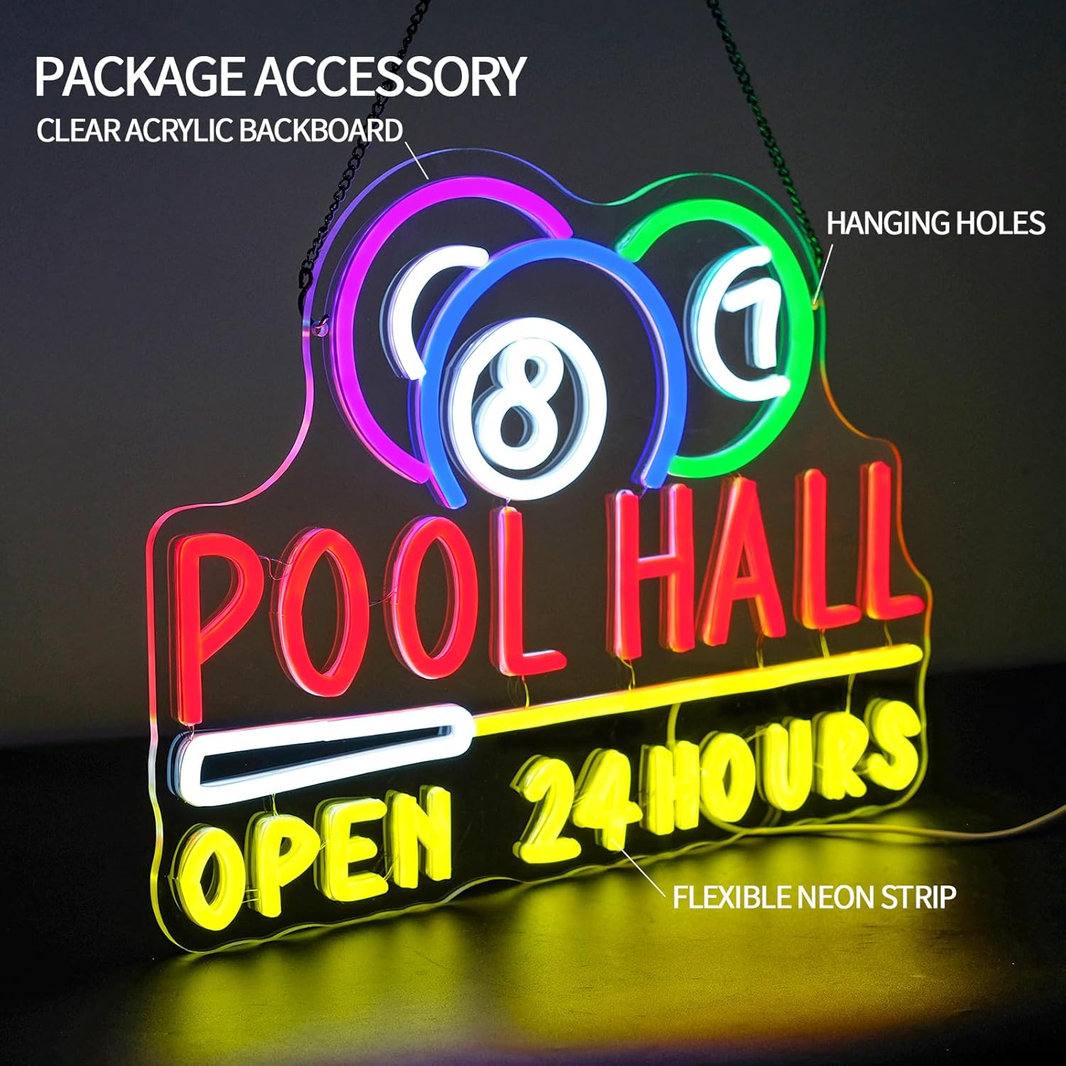 Poolzaal Open 24 Uur Neonbord  - Decor Lighting Opening Hours recensie en prijs