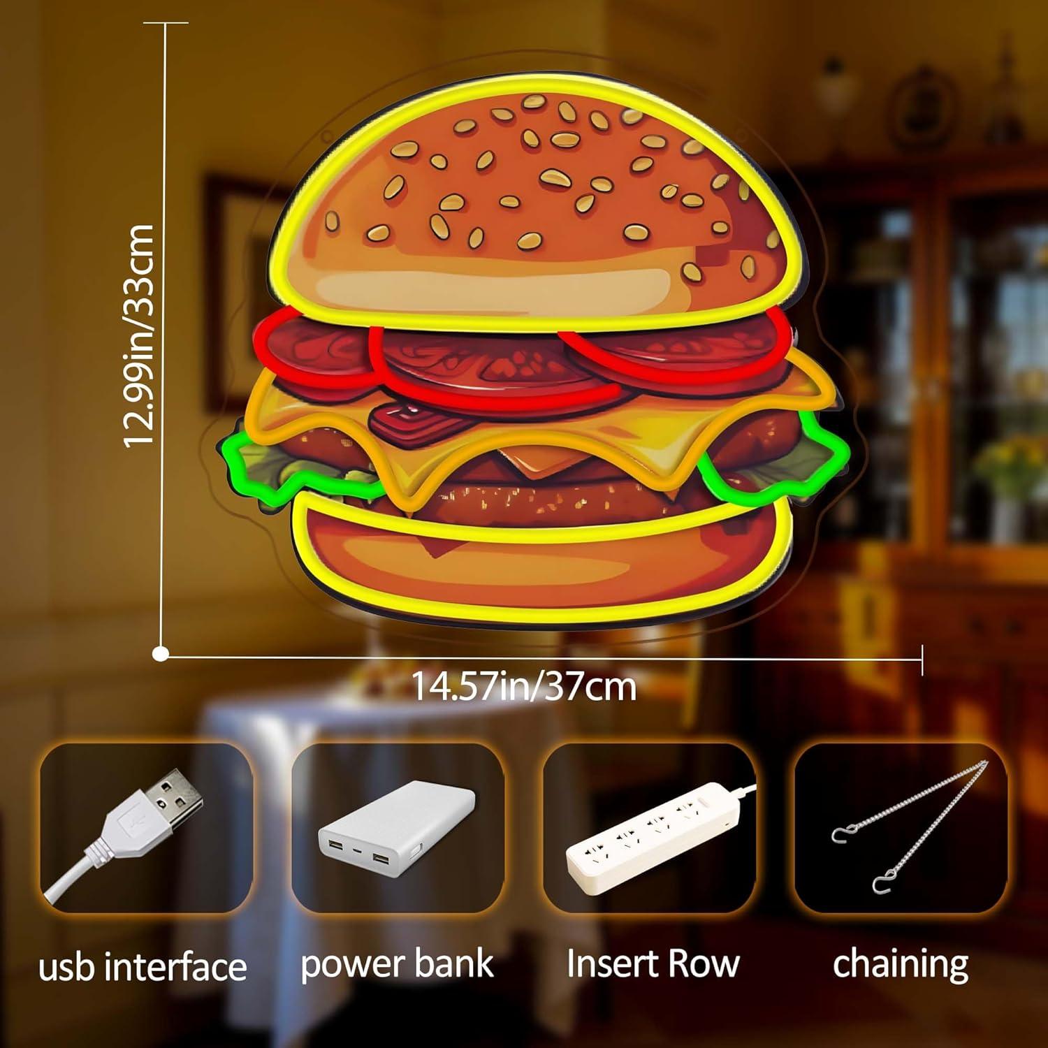 Burger Neon Sign LED Hamburger - Kitchen Decor Lighting recensie en prijs